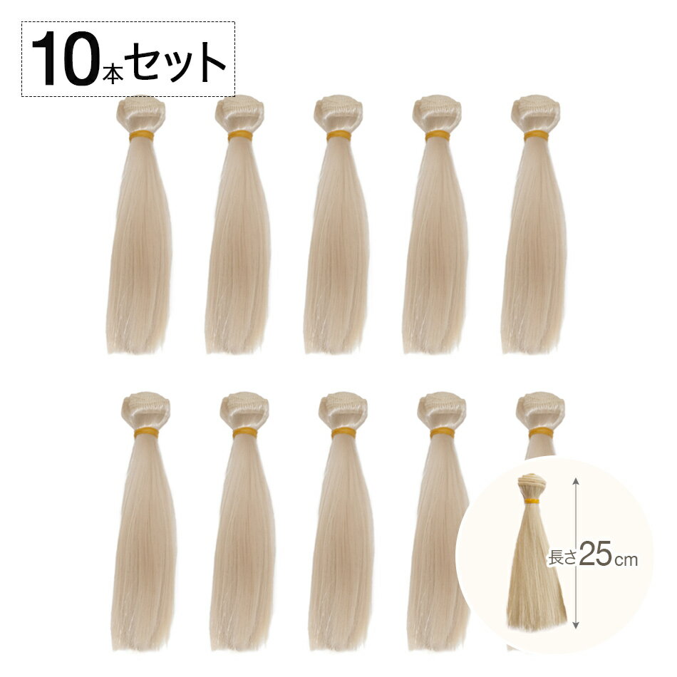 【お好きなカラーで選べる10本セット】ドール ウェフト(25cm) ウェフティング ブライス ウィッグ ストレート 直毛 髪 wig Bjd 人形 手作り 素材 部品 カツラ 髪の毛 ハンドメイド 自作 DIY ヘア 毛束 髪束のサムネイル