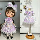 ブライス ネオブライス ワンピース ドレス パープル コサージュ ワンピース ソックス 3点セット bjd 服 洋服 カスタム ドール アウトフィット