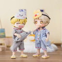 オビツ11 ドール 人形 服 衣装 かわいい チェック柄 パジャマ セット トップス&ボトムス&枕 3点セット アウトフィット オビツ 11cm ob11 ねん...