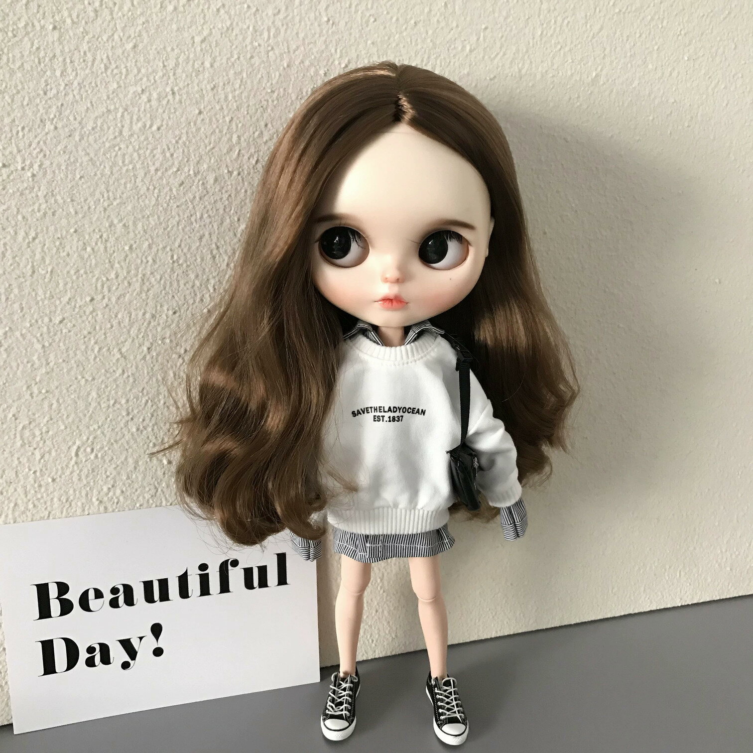 ブライス 服 洋服 アウトフィット 着せ替え トレーナー 英字 blythe ニット トップス カジュアル シンプル 無地 人形 ネオブライス 服 BJD 球体関節人形