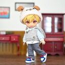 オビツ11 ドール 人形 服 衣装 迷子の子犬 トップス&ボトムス&ノースリーブパーカー&ハット 4点セット アウトフィット オビツ 11cm ob11 ねんど...