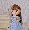 ブライス ネオブライス ドール服 手作り 人形服 ワンピース&インナースカート&つけ襟&リボン&ヘッドドレス&ソックス 6点セット bjd 服 洋服 カスタム ...