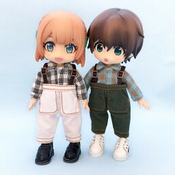 オビツ11 ドール 人形 服 衣装 チェック柄 シャツ カジュアル 長袖 トップス アウトフィット オビツ 11cm ob11 ねんどろいど オビツろいど 人形服 人形用服