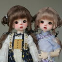 球体関節人形 BJD ウィッグ かつら 1/4 1/6 1/8 オビツ11 ドール 人形 編み込み おさげ ツインテール 古風 髪 髪の毛 ヘア 11〜12cm...