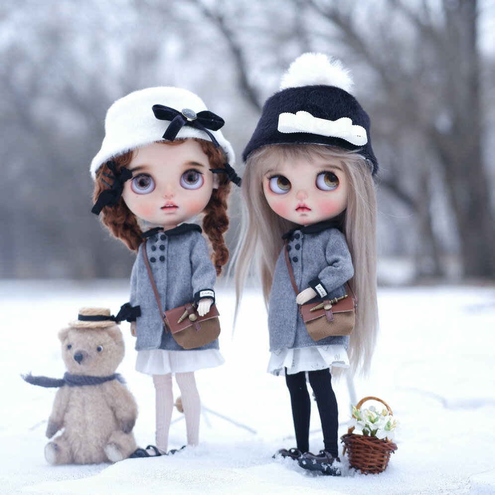 ブライス ネオブライス blythe 秋冬 グレーコート おしゃれ かわいい オビツ24 人形服 衣装 アウトフィット 人形 服 洋服 ドール カスタム