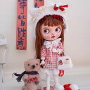 ブライス ネオブライス blythe 赤色 キャット セット かわいい オビツ24 人形服 衣装 アウトフィット 人形 服 洋服 ドール カスタム