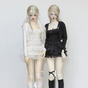 デイリー 黒白 キャミソール ピュア&セクシー系 キャミソール&スカート&カーディガン&ソックス 4点セット ドール 球体関節人形 BJD 1/3 1/4 スーパードルフィー 服 ドレス セット アウトフィット スカート レース フリル 女の子