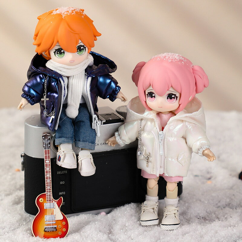 オビツ11 ドール 人形 服 衣装 冬用 光沢 ダウンジャケット アウター 綿入り ジャケット コート ジャンパー フード付き トップス アウトフィット オビツ...