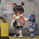 オビツ11 阿巳2.0 ドール 人形 服 スイートオレンジ 子犬セット ヘッドアクセサリー&メガネ&パーカー&ベスト&ショートパンツ 5点セット アウトフィット オビツ 11cm ob11 ねんどろいど オビツろいど 人形服 人形用服 衣装 ピコドー9 YMY UFDOLL PICODO BODY9