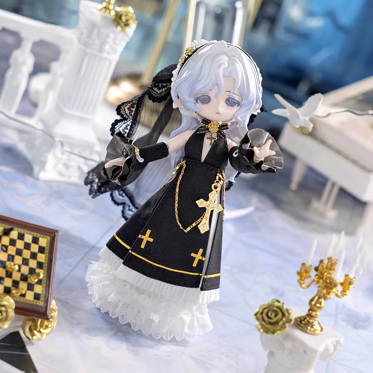 「MY HEROINE（マイ ヒロイン）」では、 各種ドール・bjdグッズを 品揃え豊富に取り揃えています♫ その他ob11用品を選ぶ BODY 本体 PARTS パーツ WIG ウィッグ EYE アイ OUTFIT アウトフィット SHOES シューズ ACCESSORY アクセサリー TOOL ツール ▼キーワード ボディ サイズ ねんどろいどどーる オビツボディ オビツボディ11 obitsu ob11 帯津 11 ろいど カスタム ハンドメイド 自作 作り方 通販 生地 互換 互換性 booth 比較 メイク 付け方 大きさ アゾン 交換 色移り 防止 1/6 1/12 オーダーメイド オリジナルドール おもちゃ 可動ボディ 関節 改造 関節 着物 ジョイント パーツ 化粧 小物 骨格 撮影 色 種類 シルバニア 製作所 セミオーダー お迎え ソフビ 人気 布 壁紙 ぬいぐるみ 収納 フィギュア 本体 互換性 造形 男 男の子 男性 女 女の子 女性 自作 用品 雑貨 ブライス プチブライス ネオブライス プラモデル リカちゃん アクセサリー GSC グッドスマイルカンパニー P9 MOLLY bjd outfit 球体関節人形 doll 体 可動フィギュア 2頭身 キャラクター ねんどろん お着替え figma キューポッシュ シルバニア ろいど 小物 ねんどろいど フィギュア 可動フィギュア 2頭身 キャラクター ねんどろん お着替え figma キューポッシュ シルバニア オビツ オビツ24 オビツ27 ▼こんな時に プレゼント ギフト 贈り物 子供の日 孫の日 子供 お祝い 兄弟 姉妹 誕生日 バースデー ご出産祝い お誕生祝い 初節句祝い ご入学祝い 自分用 自分ご褒美 人形 ドール クリスマス ▼MYHEROINE(マイヒロイン)はカスタムドールの本体/パーツ専門店です。オビツ11cmボディ用 アウトフィット いろんなコーデをお楽しみください♪ Spec/Size 納期： 7〜10営業日以内に発送いたします。 内容： ワンピース&amp;インナースカート&amp;ベール&amp;アームカバー&amp;ネックレスの5点セット サイズ 適応ドール： オビツ11(OB11),GSC,1/12UFDOLL,PICCODO9/10/12等1/12スケールドール 注意書き： ・モニターの発色の具合によって、実際のものと色が異なる場合がございます。・アウトフィットは一点一点、手縫いとミシンで手作りしております。7〜10営業日ほどでの発送となります。・濃いカラーのアウトフィットや、一部素材（リボン、フリル、紐等）は、色移りすることがございます。ご使用前に一度水洗いされるか、アンダーウェアをご利用ください。・何か問題がございましたら、お気軽にご連絡ください。