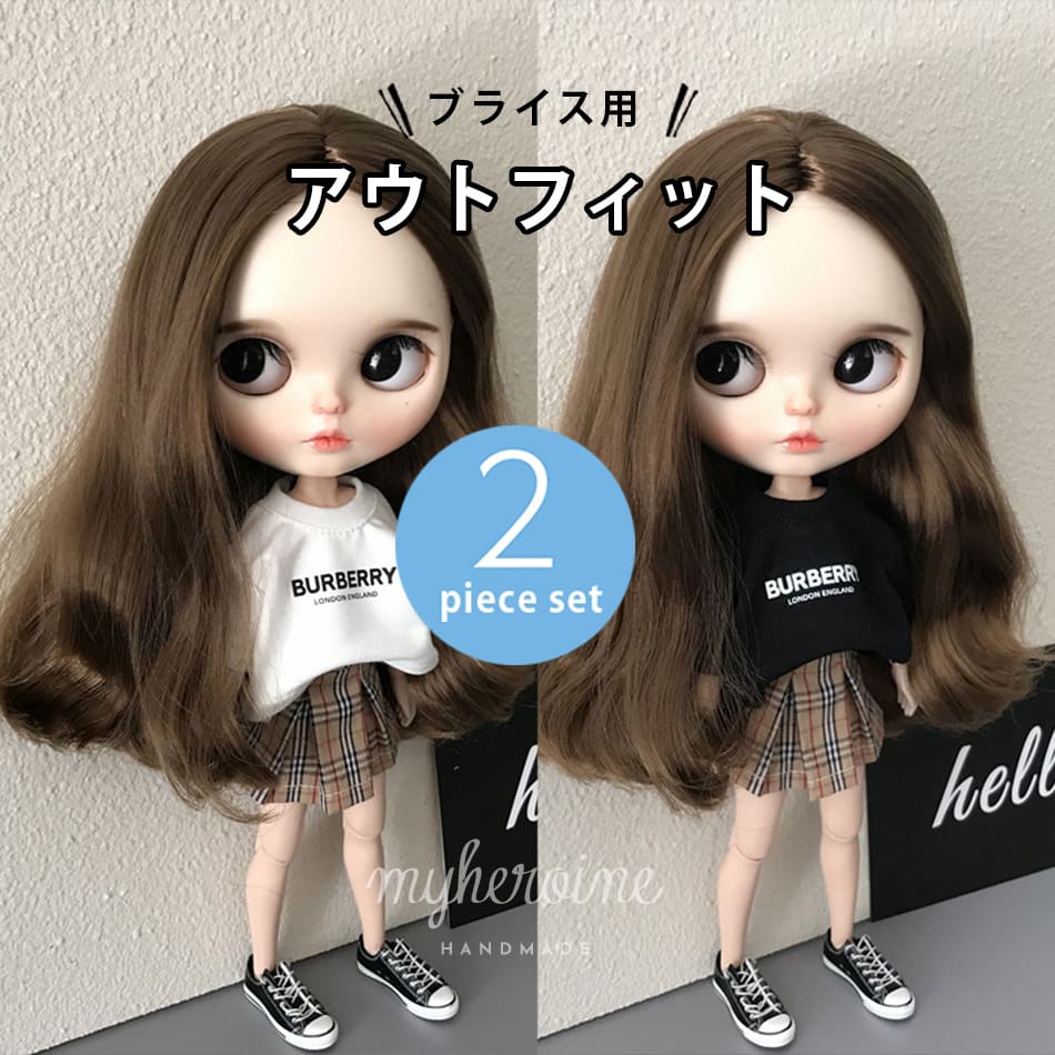 ブライス blythe トップス スカート 二点セット ホワイト ブラック 人形 ネオブライス 服 BJD 球体関節人形