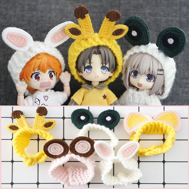 オビツ11 毛糸 被り物 カチューシャ 動物 うさぎ ねこ キリン ob11 GSC P9 MOLLY ドール 人形 衣装 アクセサリー