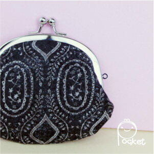 日本製 がま口 ポーチ 3.3寸/ がま口 がま口 小銭入れポーチ / がま口 ポーチ【クリーパ ブラック】