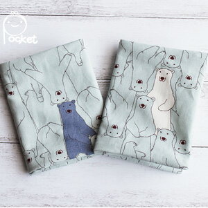 ティッシュポーチ/マスクポーチ【くま&白くま/ライトブルー】マスクポーチ日本製 プチギフト キッズ スクール 学校 ギフト ポケットティッシュ ケース 小物プレゼント 安い