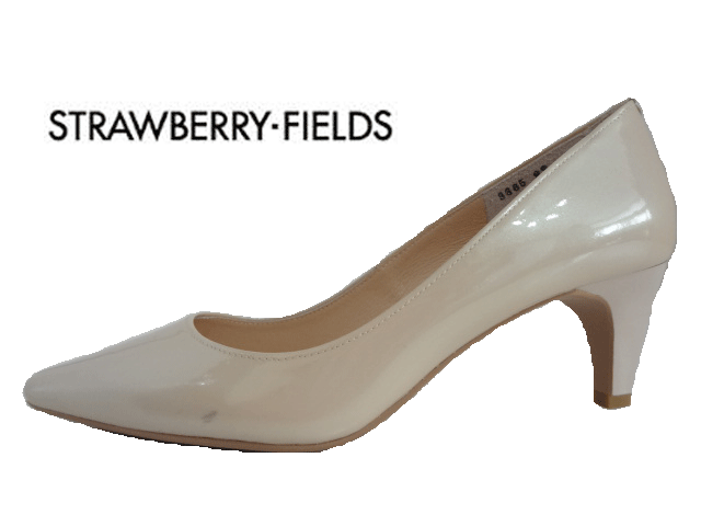 【現品限り】STRAWBERRY FIELDS(ストロベリーフィールズ)ST8665/BGE/ベージュエナメル【お買い得】レディースパンプス/ファネル/エナメルパンプス/パーティー/結婚式/デイリーユース/美脚フォルム/日本製 ※左外側に汚れ有