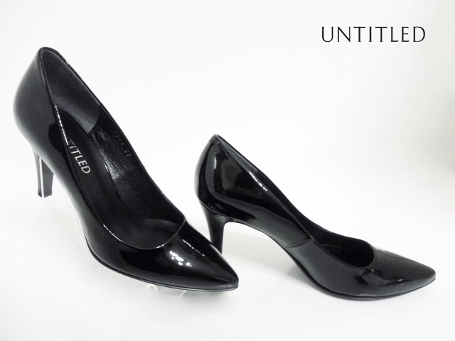 アンタイトル パンプス UNTITLED(アンタイトル)6302 BLACK ENAMEL/ブラックエナメル【当店スペシャル価格】レディースパンプス/エナメル/ポインテッド/プレーンパンプス/22cmのみ