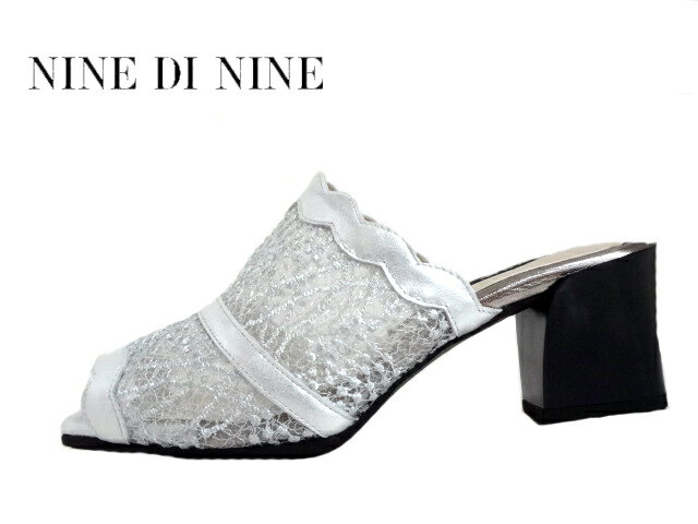 NINE DI NINE (ナインディナイン)113-24635 SILVER/シルバー【2025SS】【お買い得】レディースミュール オープントゥサンダル メッシュミュール スパンコールミュール エレガントスタイル お洒落