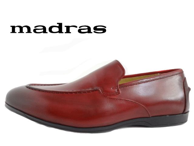 madras(マドラス) M417 レッド/RED 【メンズ】 ローファー ロングノーズ 【KaRVO】 防臭・抗菌・防カビ 【超耐摩耗ラバー】 日本製 【STOUT SOLE】 超軽量 【本革】