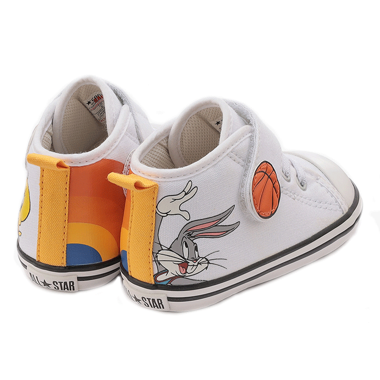 CONVERSE BABY ALL STAR N SPACE JAM MT V-1(コンバース ベビーオールスターNスペース・ジャム MT V-1)7SC688 WHITE ホワイト【ベビー】【2021AW】【コラボ商品】ビックタブ クッション性 映画スペース・プレイヤーズ バックスバニー トゥイーティー