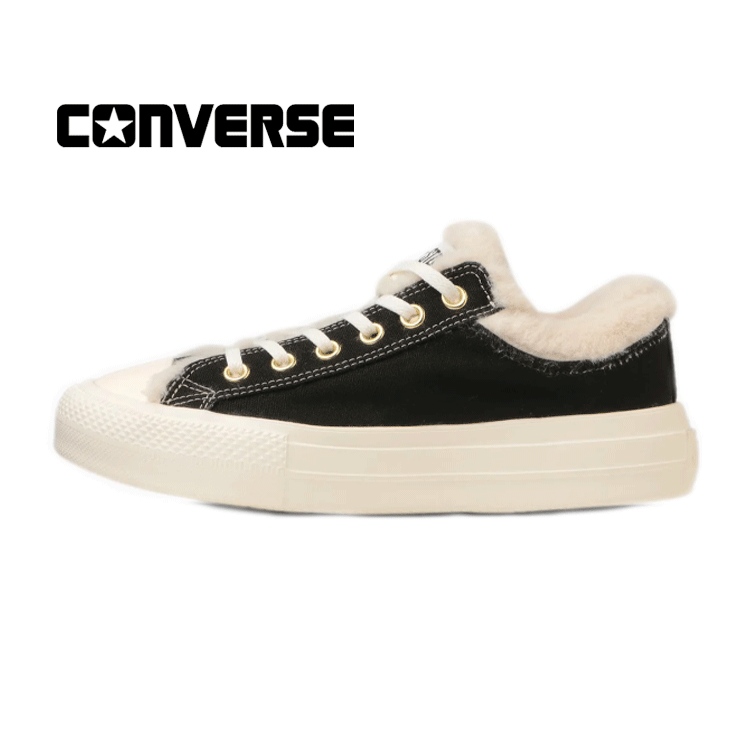 CONVERSE ALL STAR LIGHT PLTS BOACOLLAR OX(コンバース オールスター ライト PLTS ボアカラー OX)5SD728 BLACK ブラックディテールアレンジモデル ボア素材 厚底 正規代理店