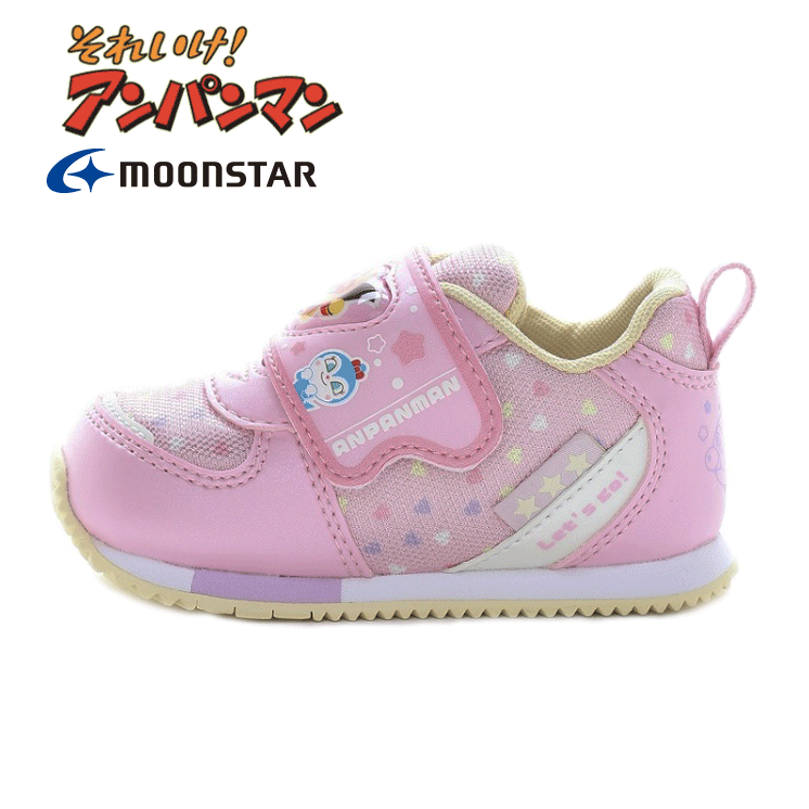 moonstar(ムーンスター)アンパンマン AP B62 PINK/ピンク【新作】子供靴 ベビーシューズ カジュアルな雰囲気 ぷっくりアンパンマン スニーカー 洗えるインソール 通園 お出かけ