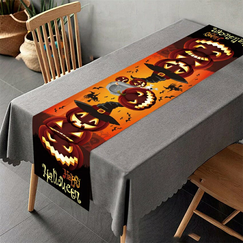 テーブルクロスハロウィンテーブル装飾カボチャパーティーテーブルクロス飾り道具雰囲気背景にハロウィンテーブルクロスアレンジ(オックスフォード布) 3