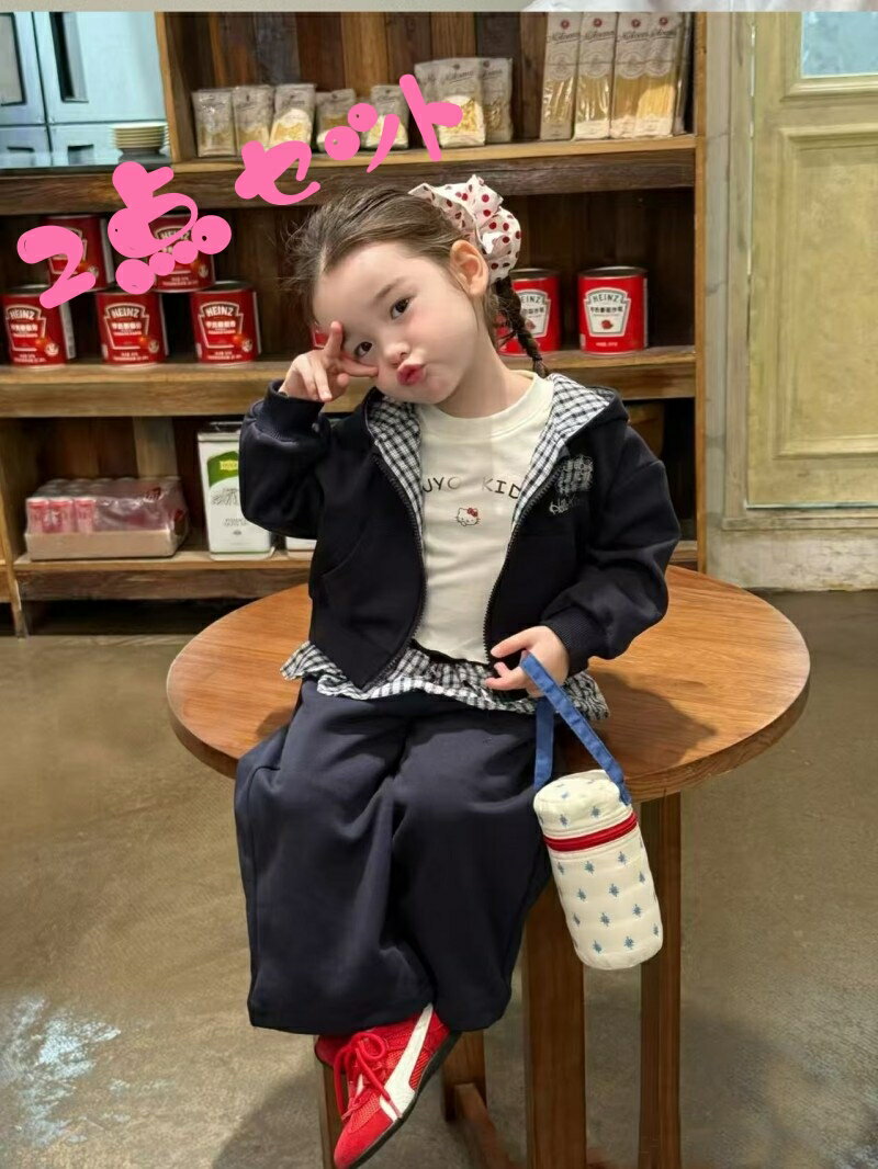 【前売り】2025年秋新作韓国版カジュアルチェック柄スポーツフード付き野球服セット2点セット送料無料