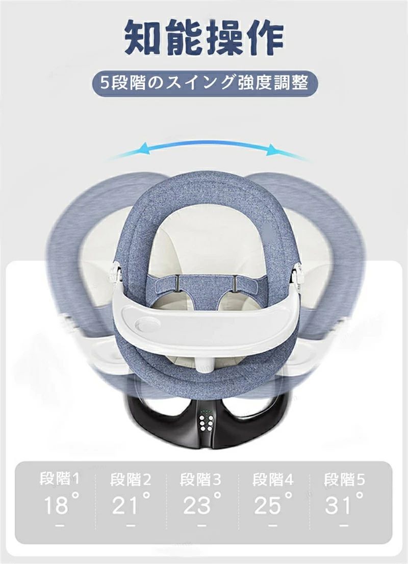 【日本語の説明書（PDFファイル）を含む】ベビーバウンサー 電動 ベビーゆりかご ベビーラック スウィング ロッキングチェア 電動スイング ベビーチェア ラック リクライニング機能 おもちゃ 音楽トイ安全ベルト シンプル 新生児 通気性 蚊帳 出産お祝い 0ヶ月から3歳適用