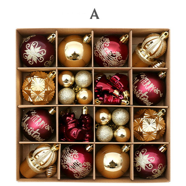 4starの送料無料 クリスマス オーナメント ボールセット 飾り 豪華 42個セット 4種類 ツリートップ 装飾 飾り 庭 家 庭飾り ツリー ボール 北欧 おしゃれ ミニ 大き目 室内 屋外 ホテル オフィス クリスマスオーナメント｜アングル2