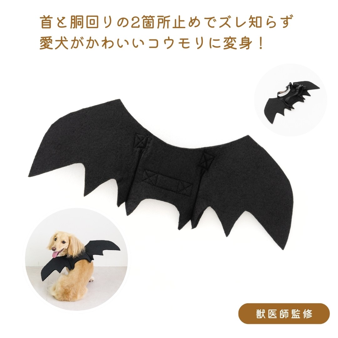 Cute wing of the bat 愛犬用 獣医師 商品監修 マイベスティー コスプレ 変身 ハロウィン 簡単仮装 コウモリ コスチューム ぺット用 誕生日 プレゼント 愛犬 犬 ペット お祝い 新生活 お花見