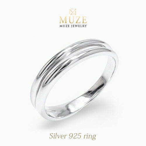 オーダーメイド MUZE JEWELRY リング SV925 シルバー リング 2連 9~17号 プラチナ仕上げ オーダーメイド シンプル リング ウェーブ シルバーリング ワンポイント 刻印 名入れ 指輪 made in japan ファッションリング シルバー925 Sv925 ジュエリー プレゼント 指輪 sterling silver 925