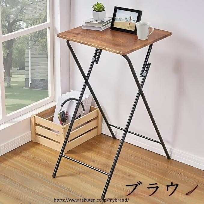 テーブル ミニ 折りたたみ サイドテーブル 幅50cm 奥行48cm 高さ90cm 簡易机 折り畳みテーブル 事務机 多機能 コーヒーテーブル 折りたたみ机 在宅勤務 オフィス用 収納便利 コン しっかり すっきり収納 mybrand-10001424 MY BRAND サンプル画像2