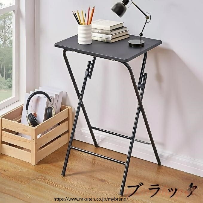 テーブル ミニ 折りたたみ サイドテーブル 幅50cm 奥行48cm 高さ90cm 簡易机 折り畳みテーブル 事務机 多機能 コーヒーテーブル 折りたたみ机 在宅勤務 オフィス用 収納便利 コン しっかり すっきり収納 mybrand-10001424 MY BRAND サンプル画像3