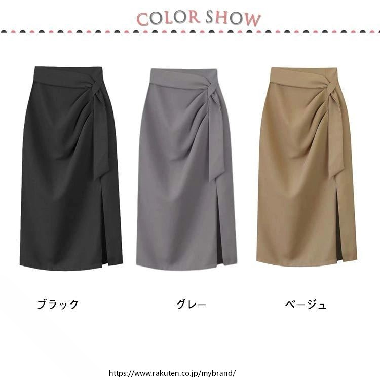折りたたみ アシンメトリー タイトスカート 春夏 ハイウエスト 膝丈 スリット ギャザー 着やせ 通勤 面接 仕事用 洗える きれいめ オフィス フォーマル 30代 40代 50代 M L XL 2XL 3XL美脚見え タイト スカ 機能的 mybrand-10002801 MY BRAND サンプル画像2
