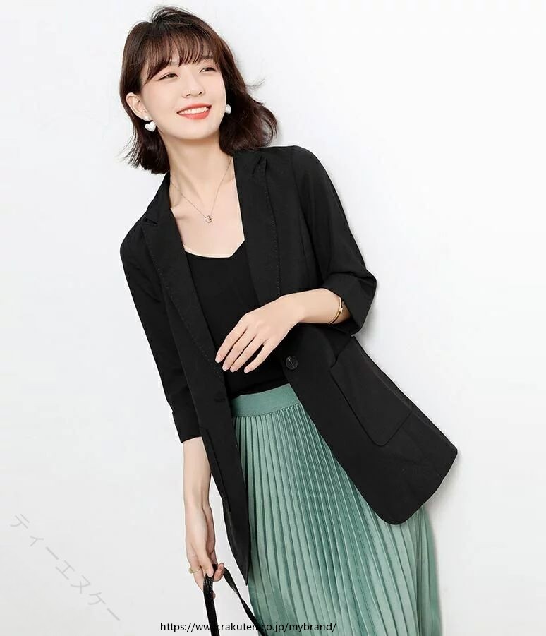 スーツジャケット レディース きれいめ フォーマル 上品 OL 通勤 事務服 ビジネスジャケット 一つボタン 長袖 ミドル丈 着痩せ 春秋 S〜XL 30代 40代 50代 高品質 仕事用 カジュアル エレガ 組み立て簡単 業務用 mybrand-10002669 MY BRAND サンプル画像2