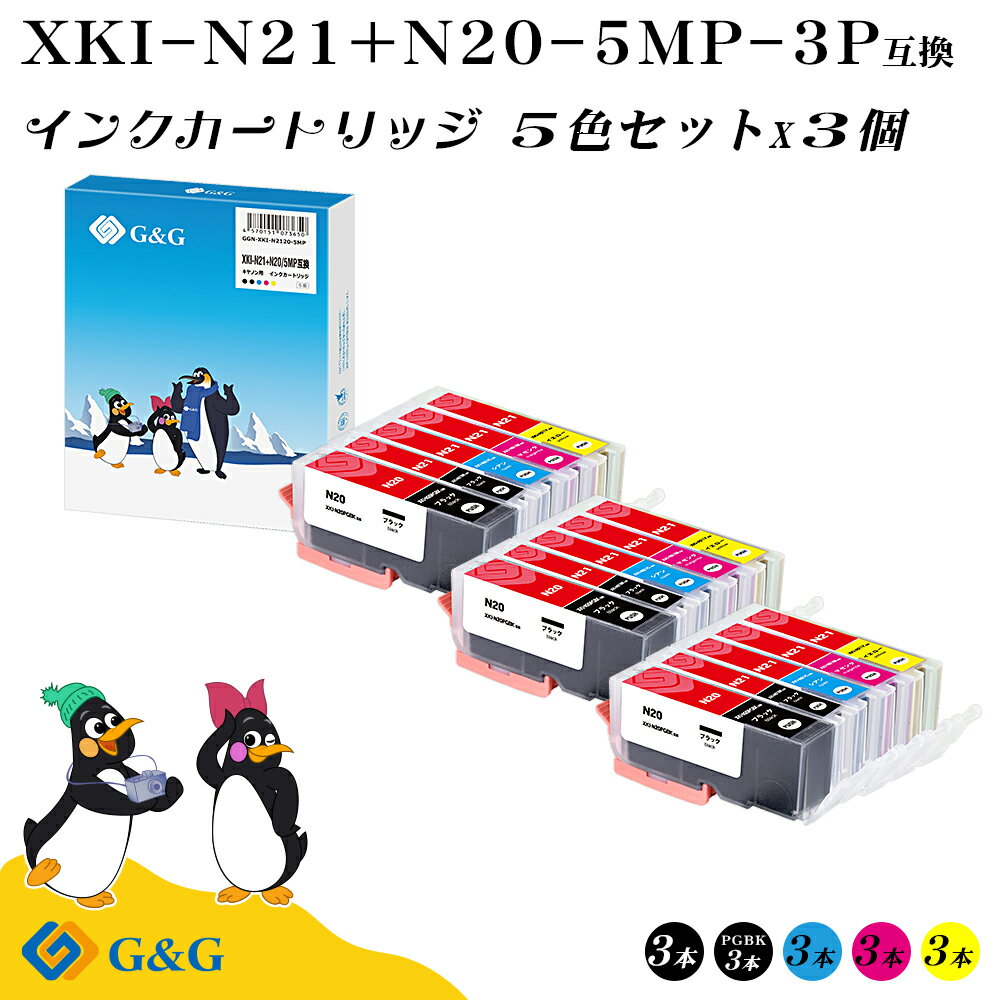 G&G XKI-N21(BK/C/M/Y)+XKI-N20 5色×3セット