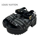 ルイヴィトン Louis Vuitton ヴィトン サンダル レザー ロゴ ストラップ ブラック ギフト プレゼント 送料無料