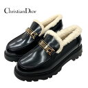 未使用 クリスチャンディオール CHRISTIAN DIOR DIOR CODE ローファー 革靴 靴 シューズ シアリング ロゴ レザー ボア ブラック 黒 ...