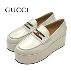 未使用 グッチ GUCCI ローファー 革靴 靴 シューズ ウェブライン シェリー GG 厚底 プラットフォーム レザー アイボリー ギフト プレゼント 送料無料