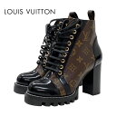 ルイヴィトン LOUIS VUITTON スタートレイルライン モノグラム ブーツ ショートブーツ アンクルブーツ 靴 シューズ レースアップ レザー ブラック...