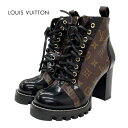 ルイヴィトン LOUIS VUITTON スタートレイルライン モノグラム ブーツ ショートブーツ アンクルブーツ 靴 シューズ レースアップ レザー ブラック...