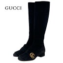 グッチ GUCCI ダブルG ブーツ ロングブーツ 靴 シューズ GGマーモント フリンジ スエード ブラック 黒 ギフト プレゼント 送料無料