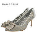 マノロブラニク MANOLO BLAHNIK ハンギシ パンプス パーティーシューズ フォーマルシューズ 靴 シューズ ビジュー レース ファブリック グレー ...