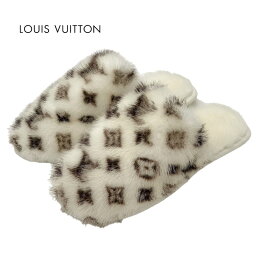 ルイ・ヴィトン 未使用 ルイヴィトン LOUIS VUITTON LV スイートライン スリッパ ルームシューズ ファー ホワイト ギフト プレゼント 送料無料