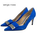 未使用 セルジオロッシ sergio rossi sr1 パンプス 靴 シューズ ロゴプレート スエード ブルー シルバー ギフト プレゼント 送料無料(4)