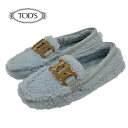未使用 トッズ TOD'S ケイト フラットシューズ ドライビングシューズ 靴 シューズ チェーン ムートン ボア ライトブルー ゴールド ギフト プレゼント ...