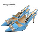 セルジオロッシ sergio rossi パンプス 靴 シューズ スエード ライトブルー シルバー 未使用 サンダル sr1 フラワー プレート スリングバック...