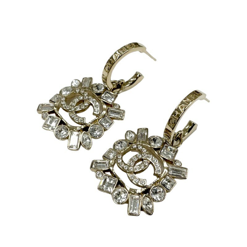 シャネル CHANEL ピアス ゴールド ロゴ ココマーク ラインストーン ギフト プレゼント 送料無料