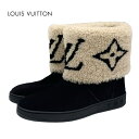 未使用 ルイヴィトン LOUIS VUITTON スノードロップライン ブーツ ショートブーツ ムートンブーツ 靴 シューズ モノグラム 折り返し スエード ブ...