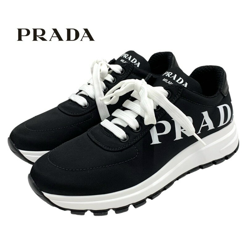プラダ 未使用 プラダ PRADA スニーカー 靴 シューズ ロゴ ナイロン ブラック ホワイト ギフト プレゼント 送料無料
